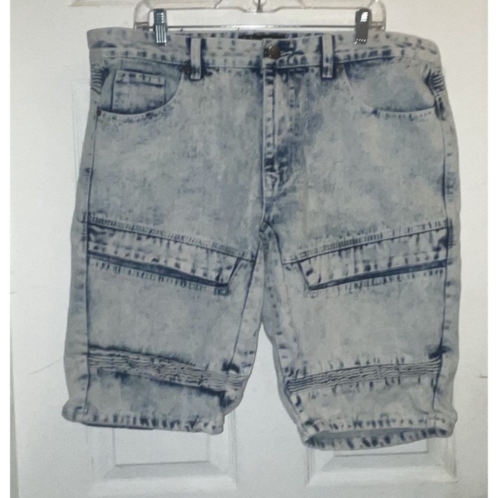 Urban Chainz Men's Acid Washed Denim Shorts Size 36